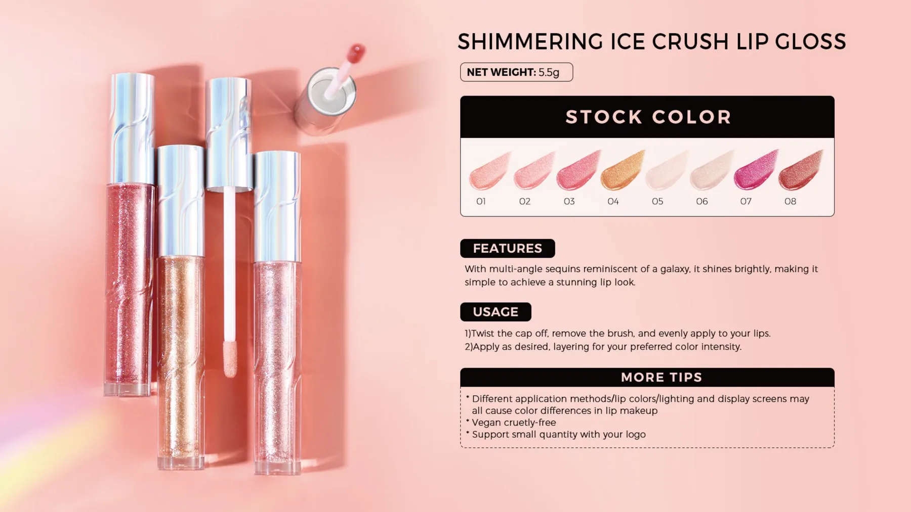 ARIS lip makeup catalog page 2 for private label lip balm lipstick lip gloss and lip oil OEM ODM